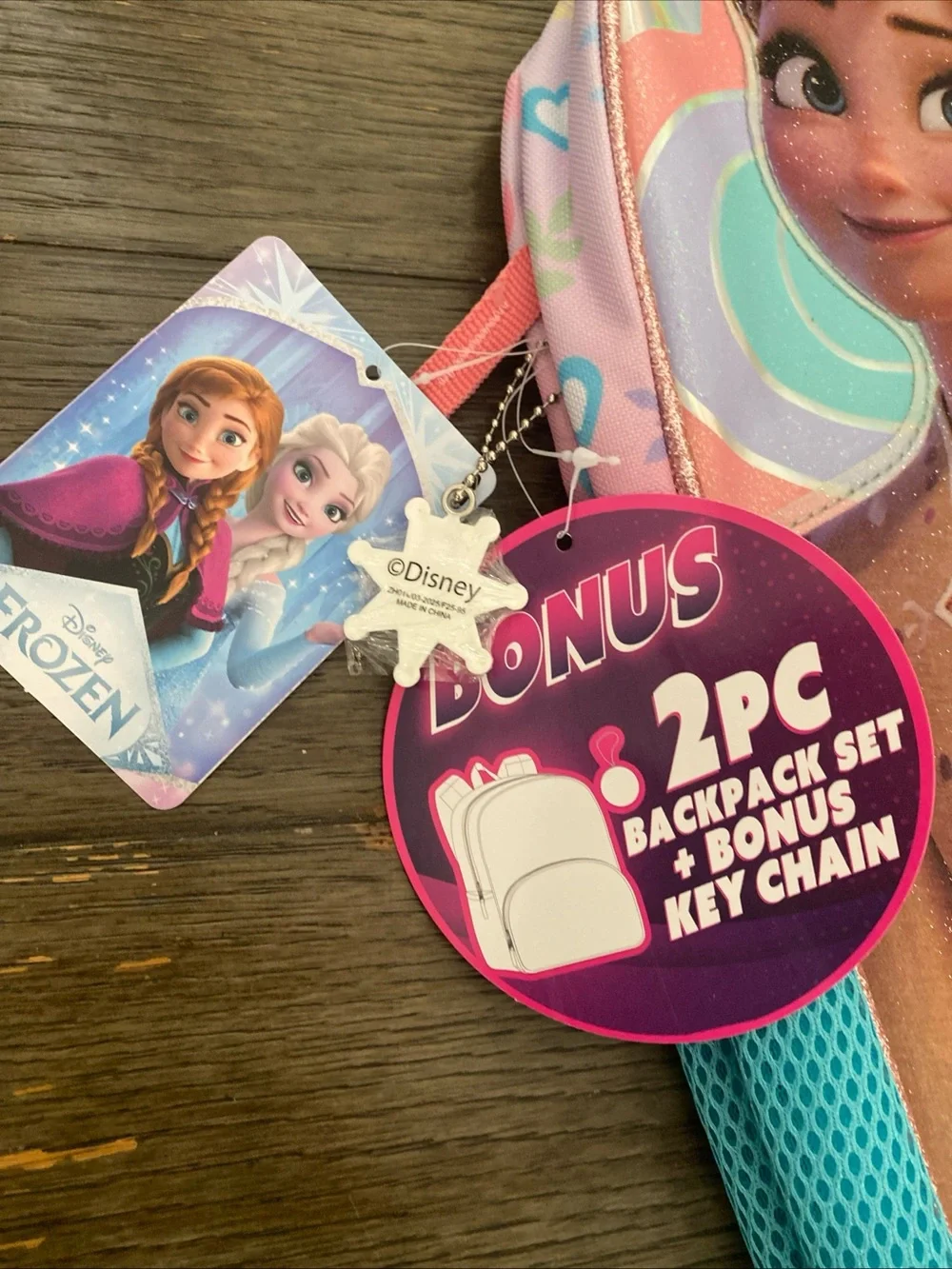 Disney Frozen Anna and Elsa Pink Purple Holographic Kids Backpack